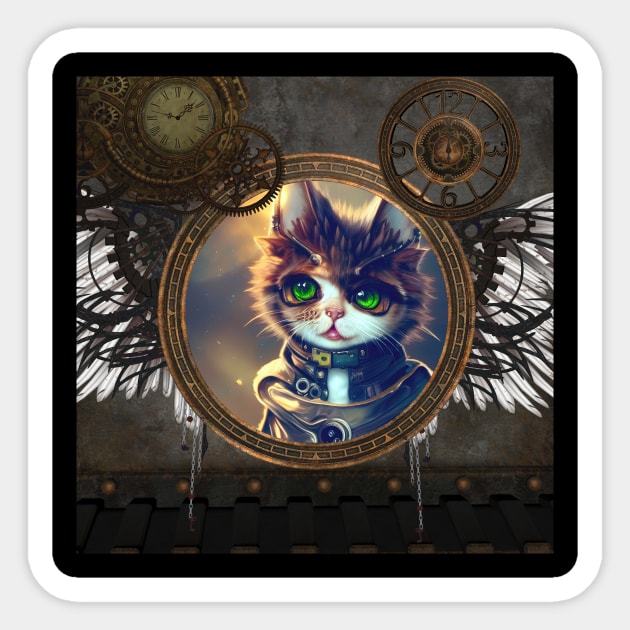 Sweet  little steampunk kitten Sticker by Nicky2342